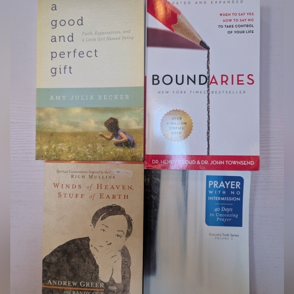 Set Of 4 Christian Paperback Books.  One Is A Novel, One Self-help